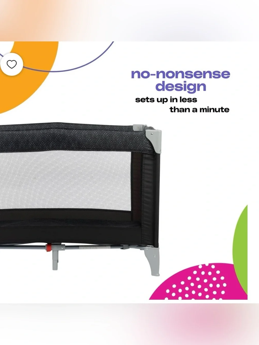 Cosco Black Baby Playard with Mesh Sides - Lightweight Travel Playpen